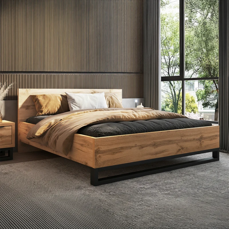 Lit 180x200 sommier inclus Eden Bois et Noir