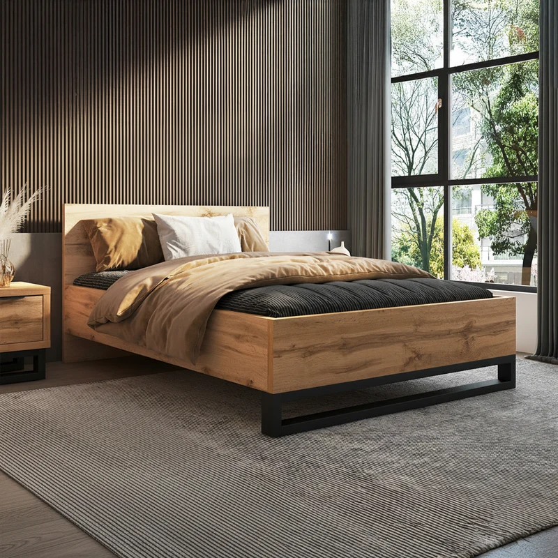 Lit 140x200 sommier inclus Eden Bois et Noir