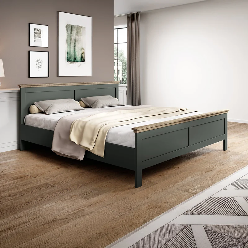 Lit 140x200 sommier inclus Martin Vert et Bois