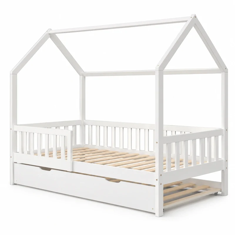 lit-cabane-blanc-avec-sommier-et-lit-gigogne-190x90-cm-aikcrc7068rf