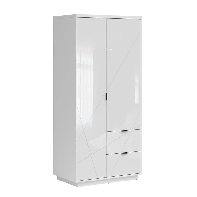 Armoire 2 portes 2 tiroirs Sven Blanc