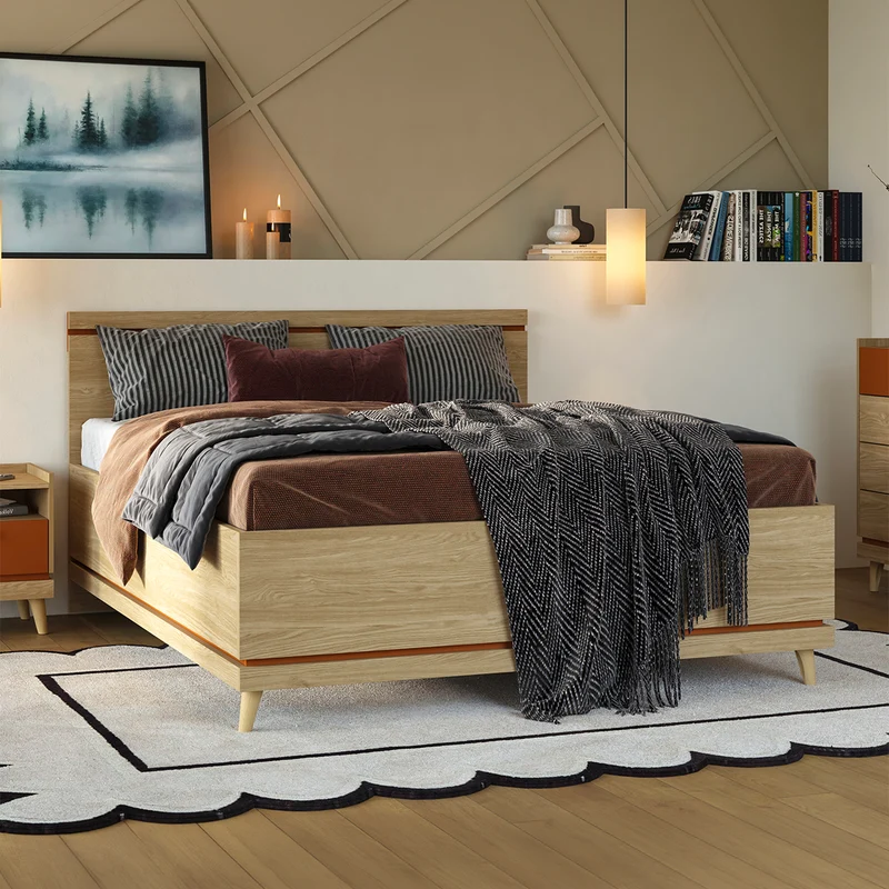 Lit coffre 160x200 sommier inclus Sandy Bois