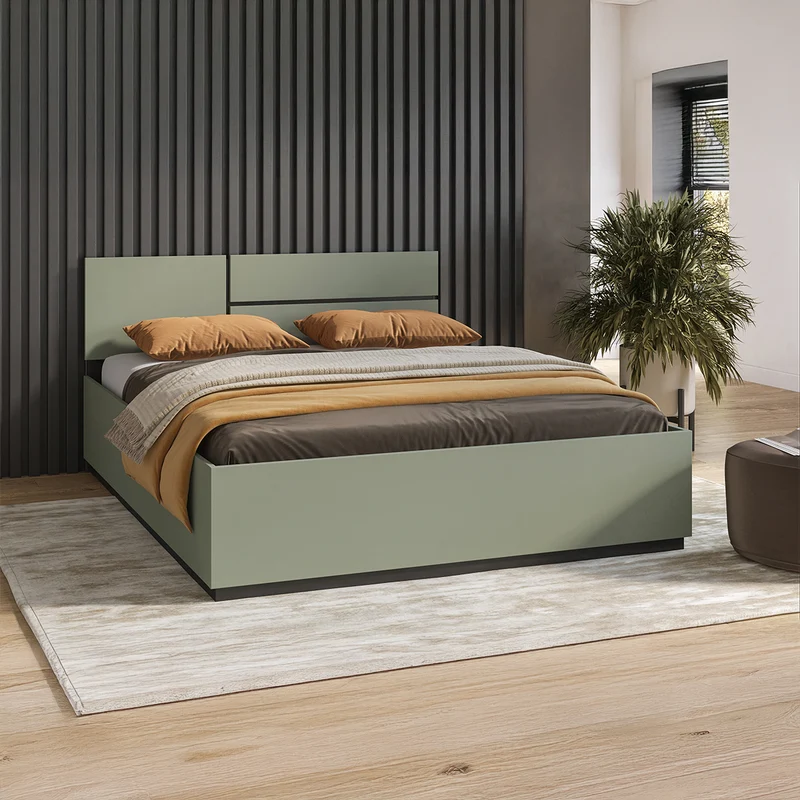 Lit coffre 160x200 sommier inclus Lilia Vert