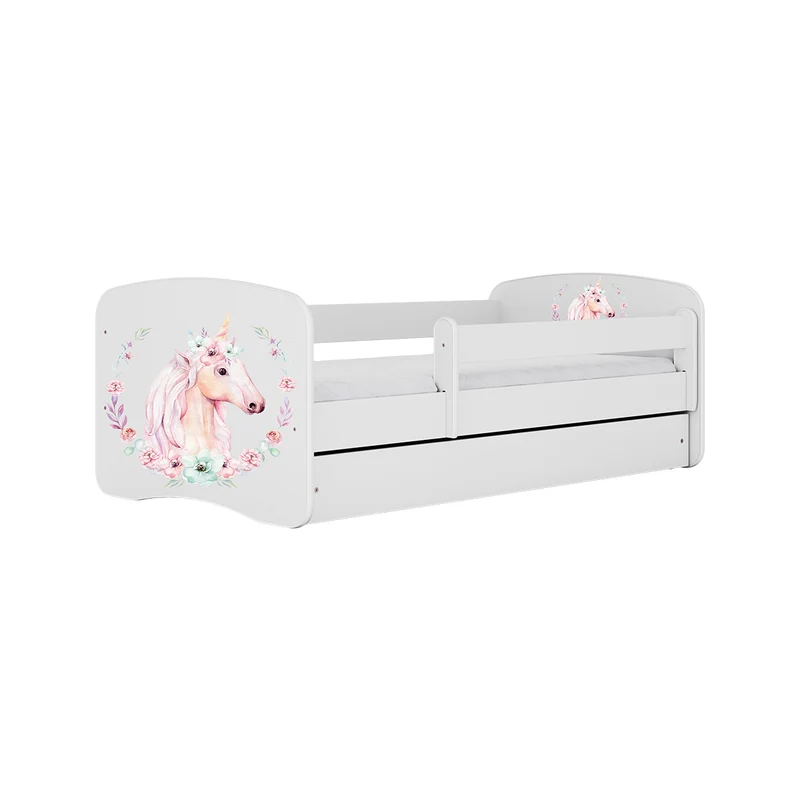 Lit 80x180 sommier et tiroir inclus Kocot Kids Babydream Licorne - Blanc