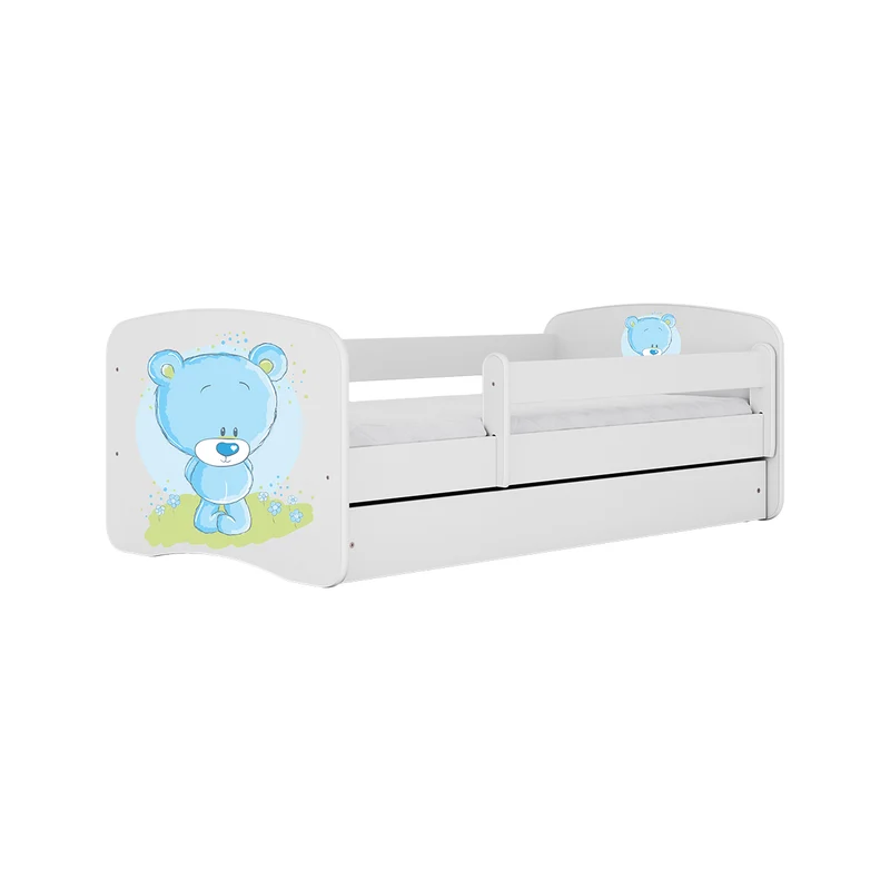 Lit 80x160 sommier et tiroir inclus Kocot Kids Babydream Ourson bleu - Blanc