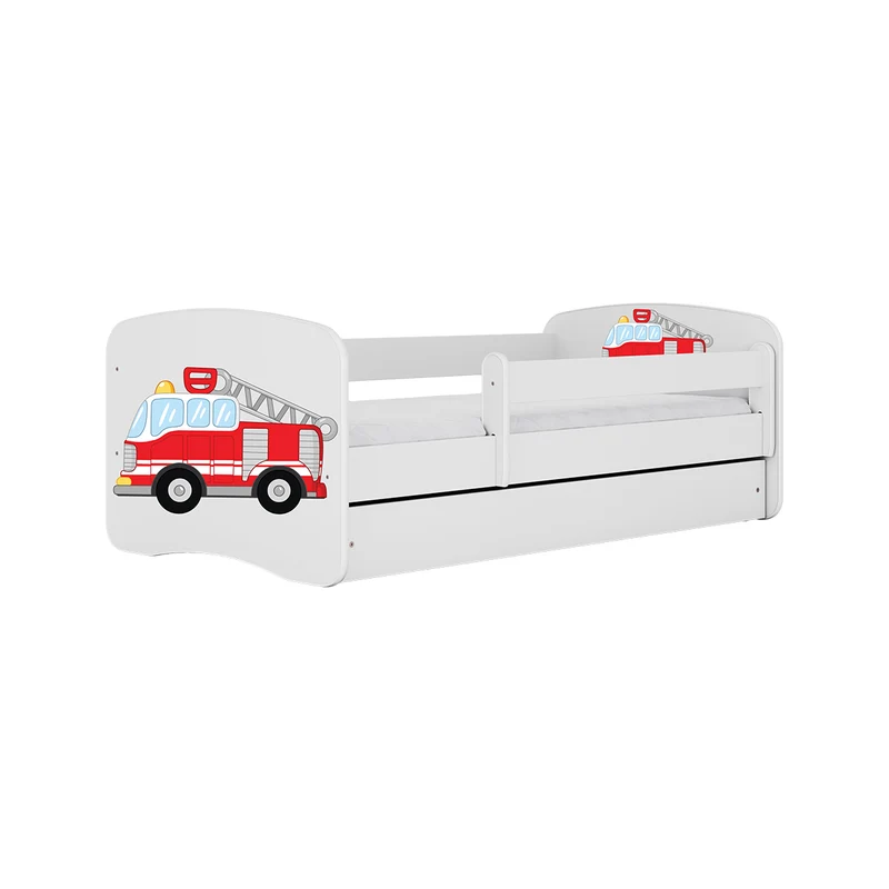 Lit 80x160 sommier et tiroir inclus Kocot Kids Babydream Pompier - Blanc