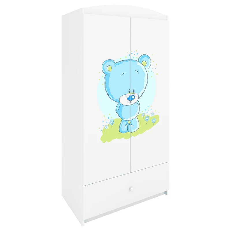 Armoire 2 portes 1 tiroir Kocot Kids Babydream Ourson bleu - Blanc