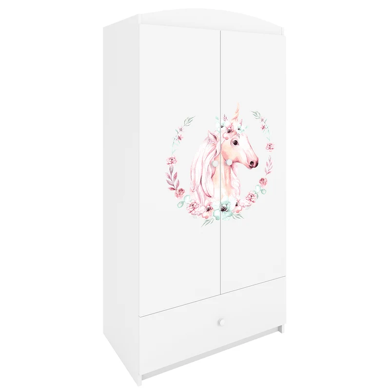 Armoire 2 portes 1 tiroir Kocot Kids Babydream Licorne - Blanc
