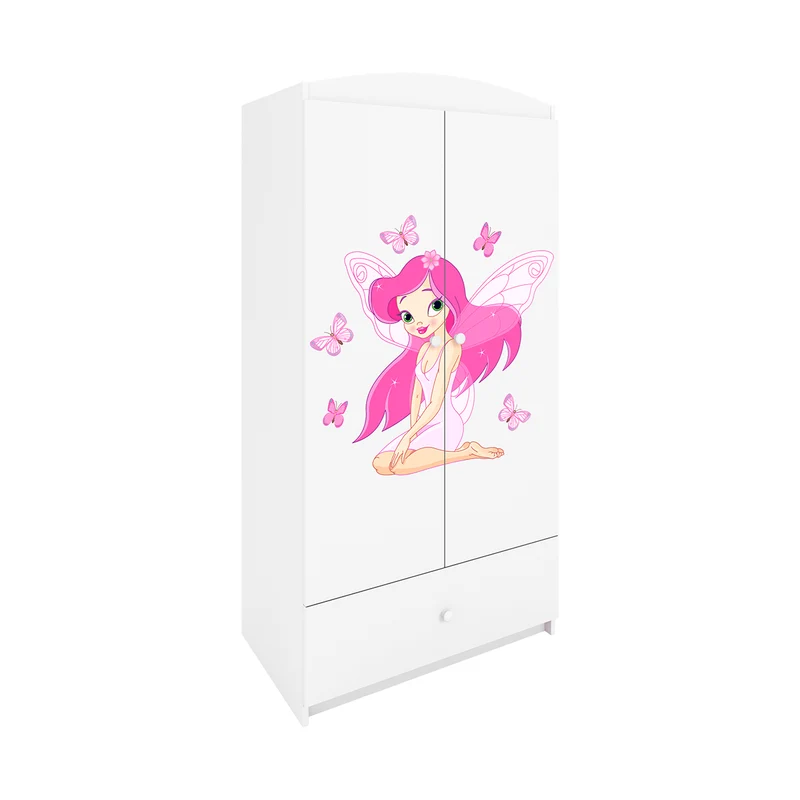 Armoire 2 portes 1 tiroir Kocot Kids Babydream La fée aux papillons - Blanc