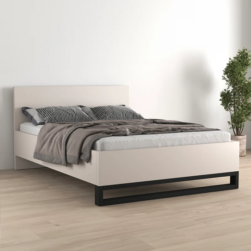 Lit 160x200 sommier inclus Eden Cachemire et Noir