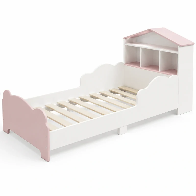 lit-enfant-70x140-cm-avec-etagere-et-barrieres-de-securite-motif-ours-blancrose-vgtlom7037yr