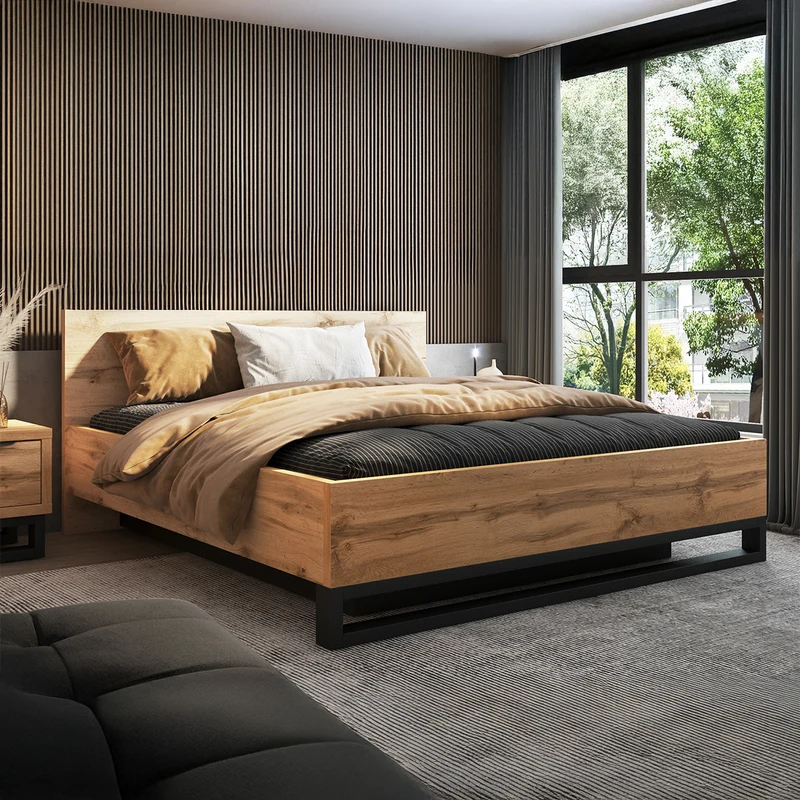 Lit coffre 180x200 sommier inclus Eden Bois et Noir