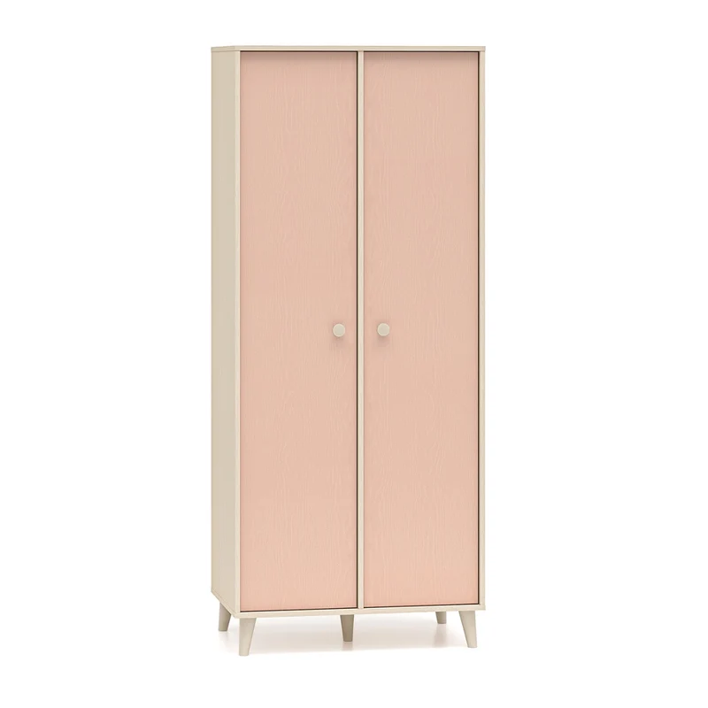 Armoire 2 portes Alycia Beige et Rose