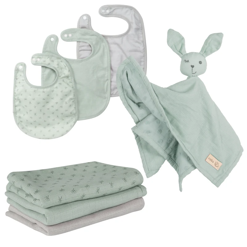 Organic Geschenkset Baby Essentials 'Lil Planet' frosty green aus Bio-Baumwolle, GOTS zertifiziert
