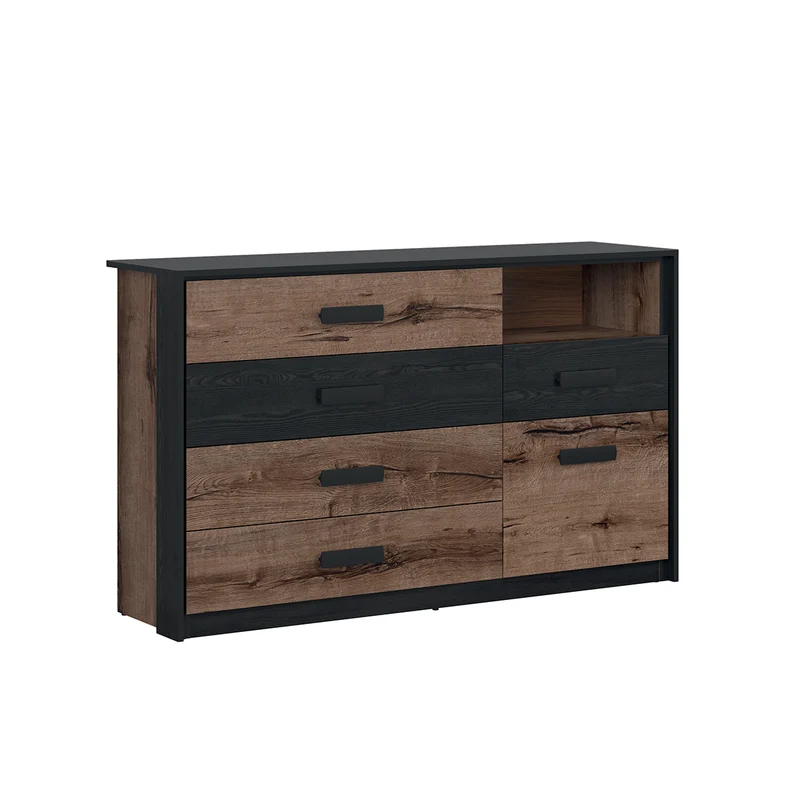 Commode 5 tiroirs 1 porte Romane Bois