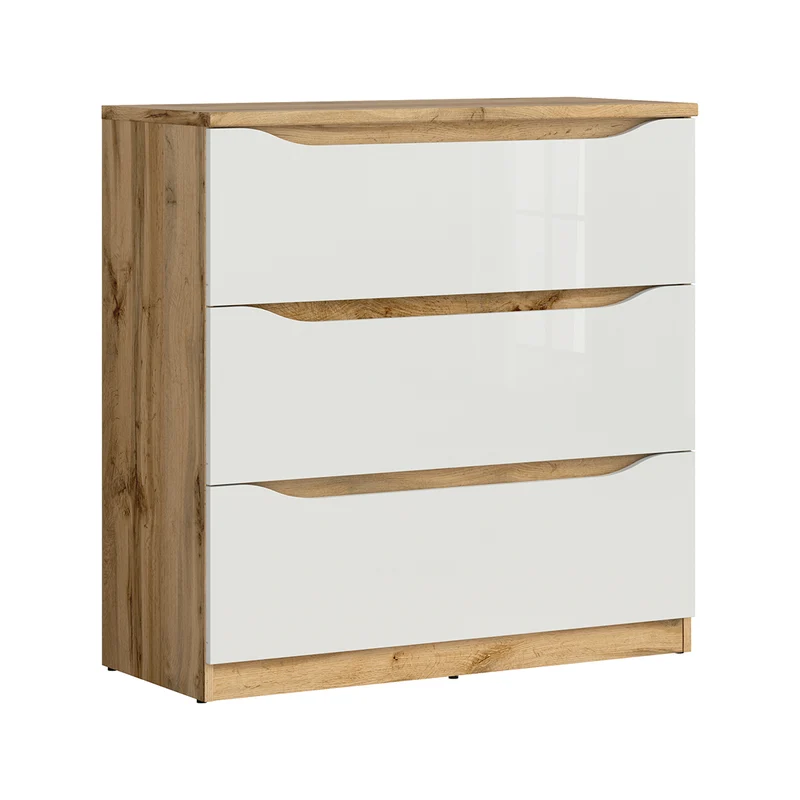 Commode 3 tiroirs June Blanc et Bois