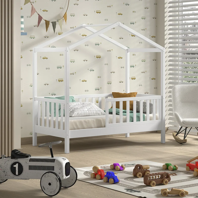 Lit cabane 70x140 sommier inclus Vipack Dallas Blanc