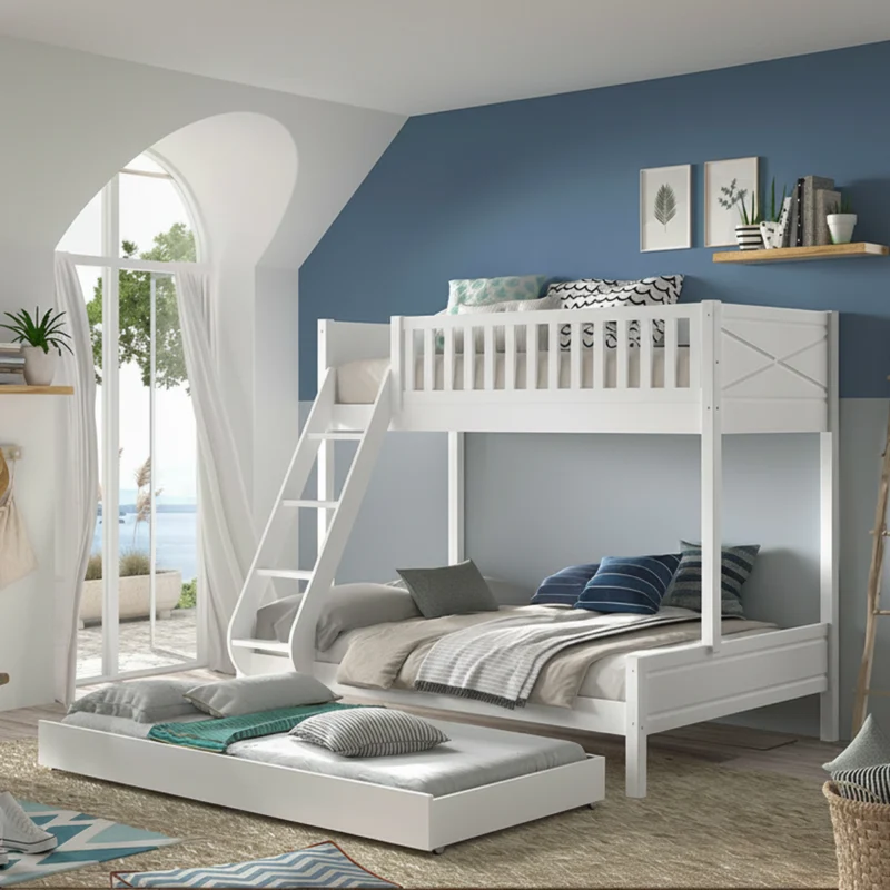Lit superposé 90-140x200 sommiers et tiroir inclus Vipack Scott Blanc