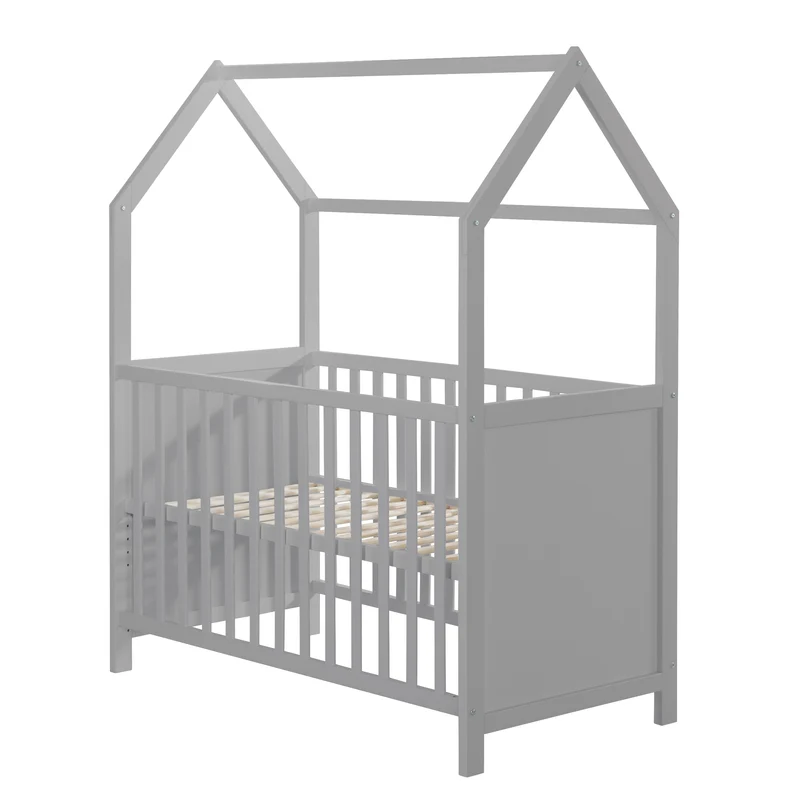 Hausbett 60 x 120 cm, FSC zertifiziert, taupe, 6-fach verstellbar, als Baby- & Beistellbett geeignet