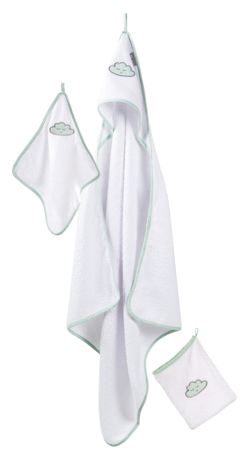Handtuch Set 'Happy Cloud', 3-tlg, Frottee, Kapuzenhandtuch, Handtuch 30 x 30 cm, Waschlappen