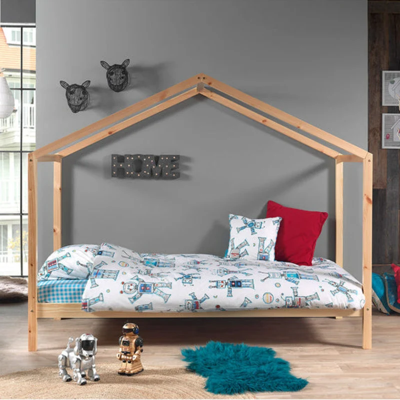 Lit cabane ZH 90x200 Sommier inclus Vipack Dallas - Bois