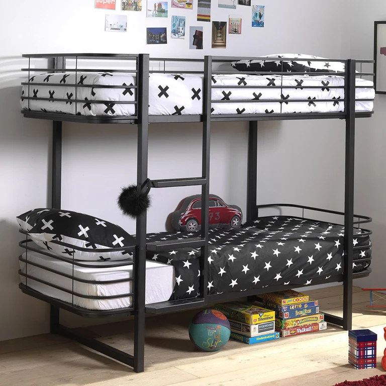 Lit Superposé 90x200 Sommier Inclus Vipack Oscar - Noir