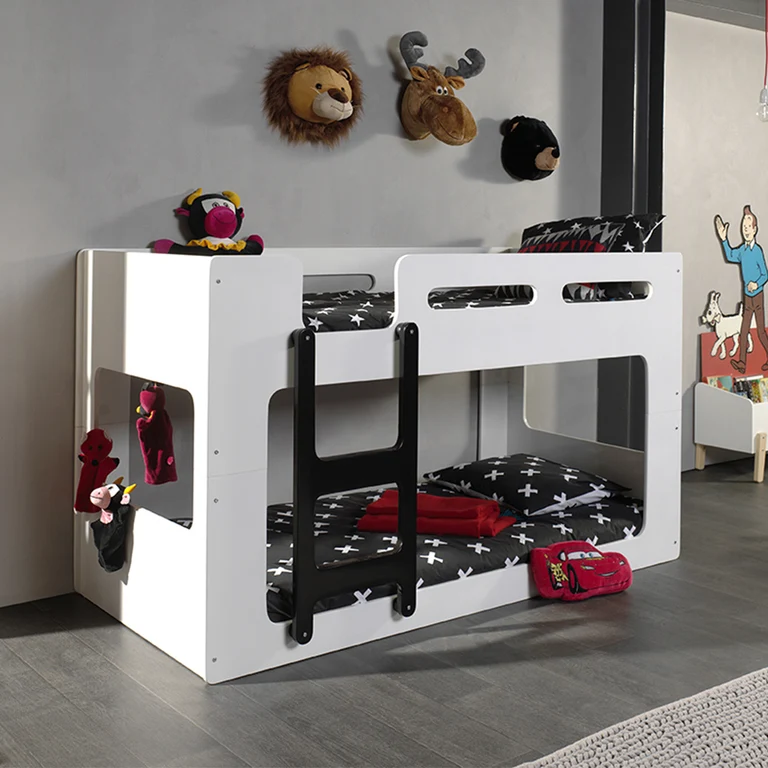 Lit Superposé 90x200 Sommier Inclus Vipack Luca - Blanc