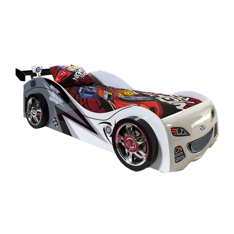 Lit 90x200 Brap Brap Sommier inclus Vipack Car beds - Blanc