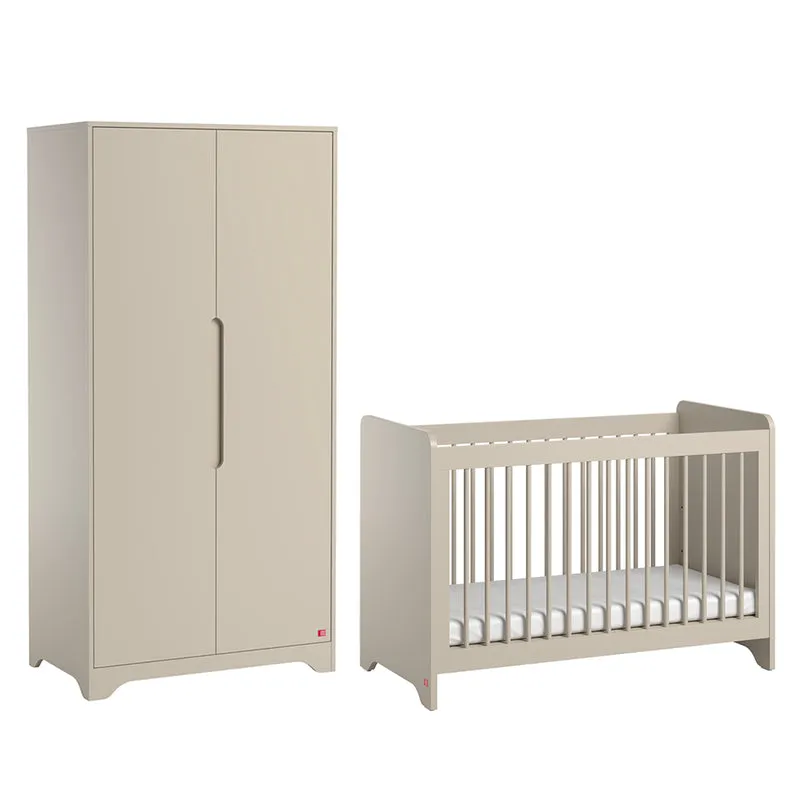 Lit bébé 60x120 et armoire 2 portes Vox Ova Beige