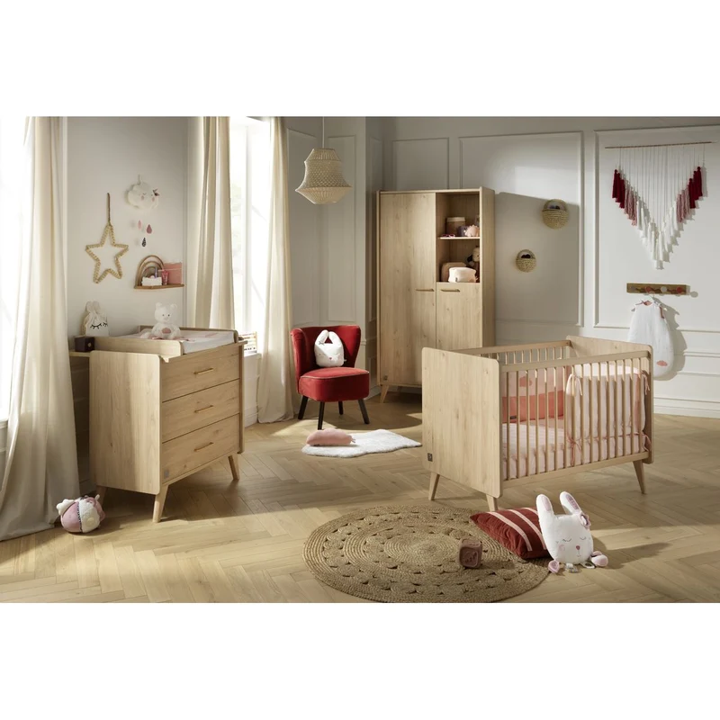 Chambre Arty : lit bébé 60x120 + commode + armoire