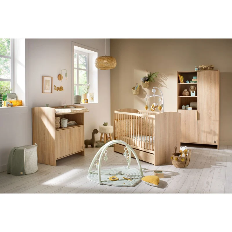 Chambre Azur : lit bébé 60x120 + commode + armoire