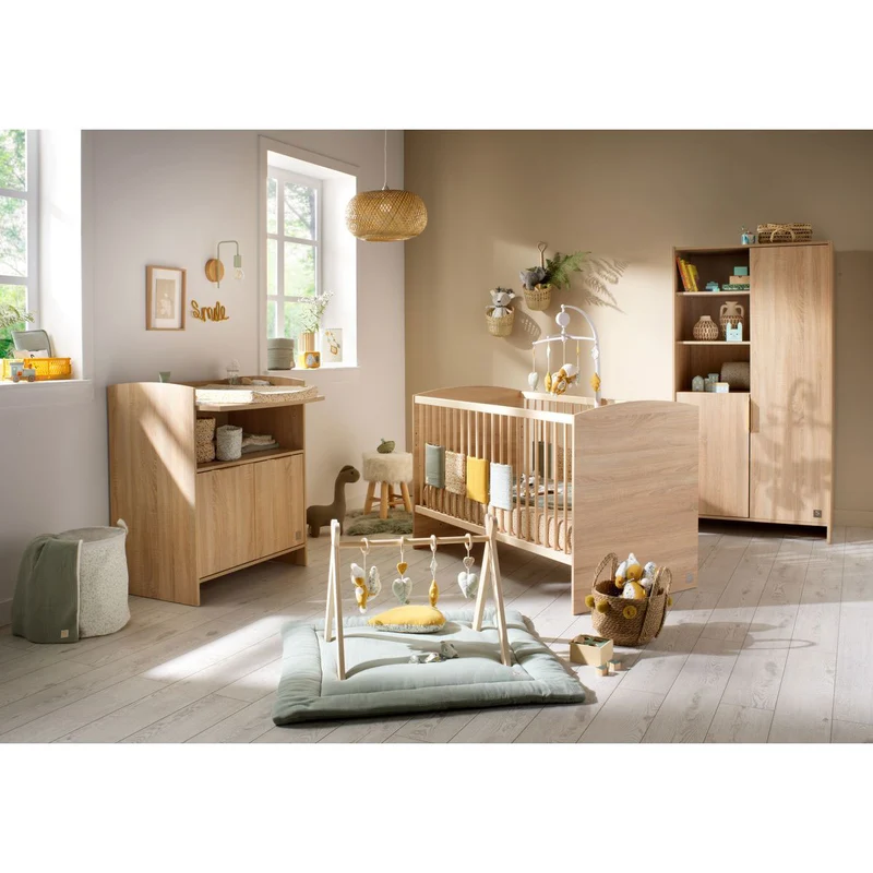 Chambre Azur : lit bébé 70x140 + commode + armoire