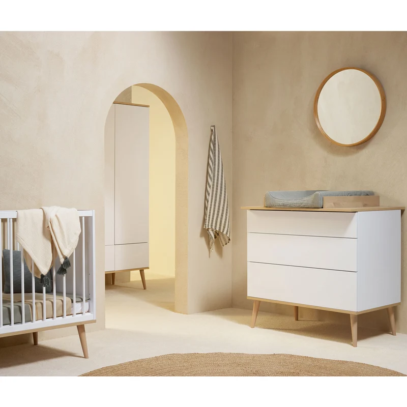 Chambre Flow : lit bébé 70x140 + commode + plan à langer + armoire