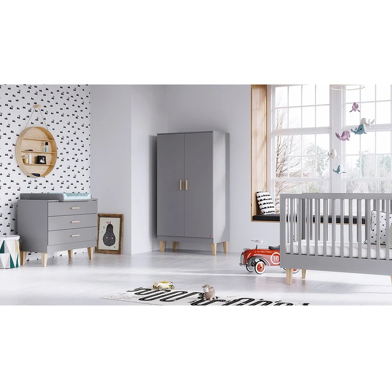 Chambre Lounge : lit bébé 70x140 + armoire + commode