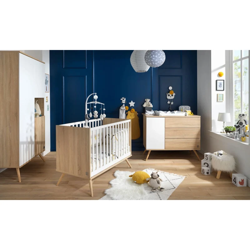 Chambre Seventies : lit 70x140 + armoire + commode