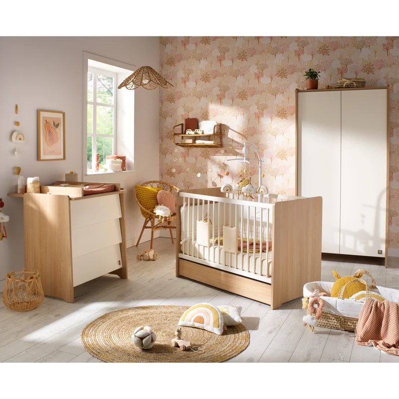 Chambre Vanille : lit 70x140 + commode + armoire