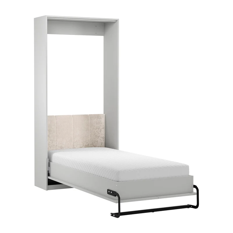 Lit escamotable 90x200 vertical sommier et tête de lit inclus Fergus Blanc
