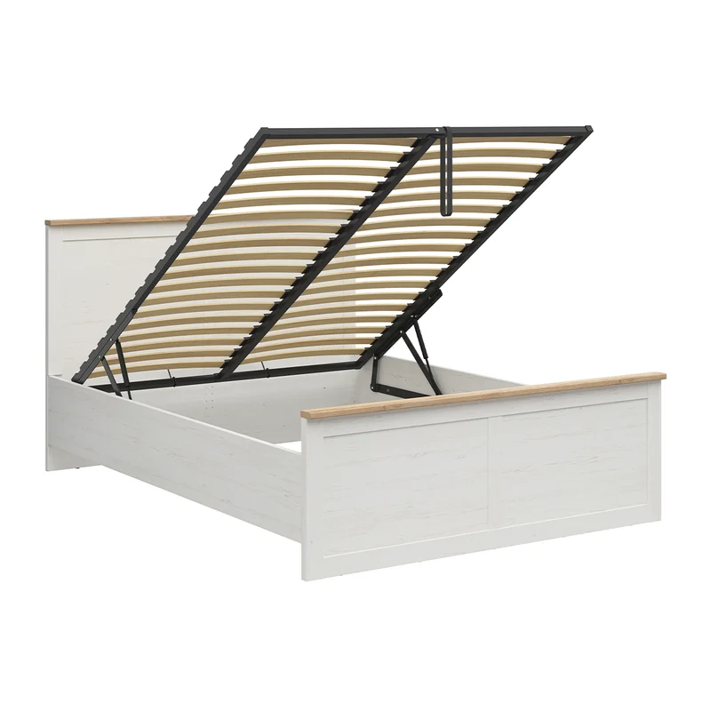 Lit coffre 160x200 sommier inclus Aksel Blanc