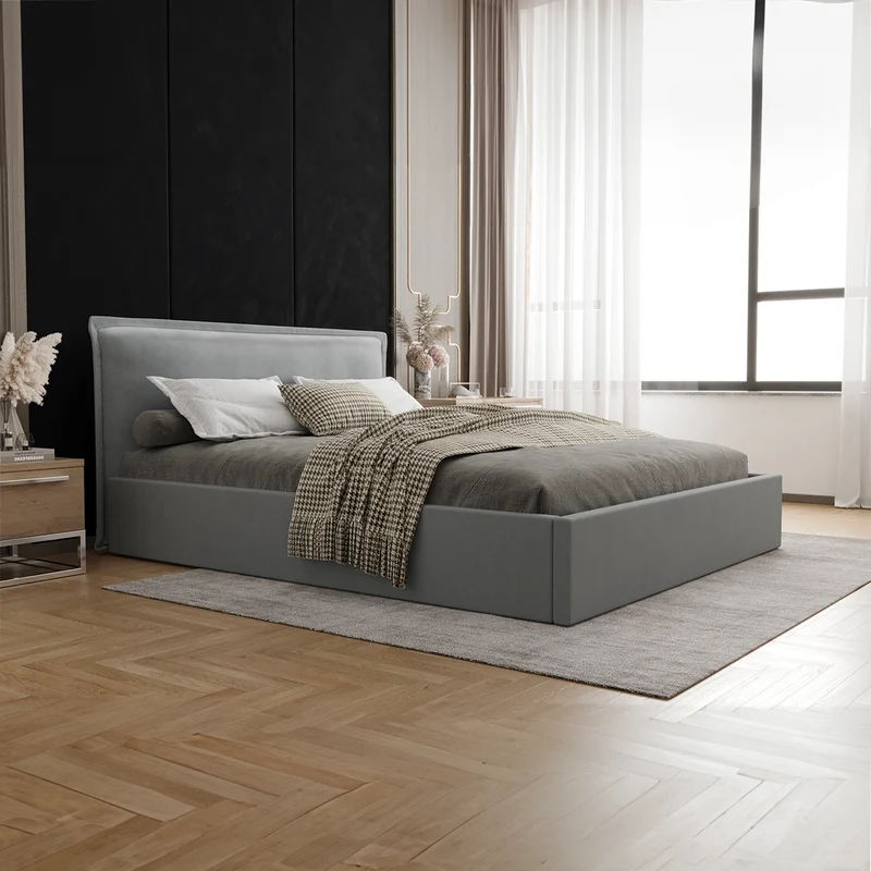 Lit coffre 160x200 sommier inclus Velis Gris