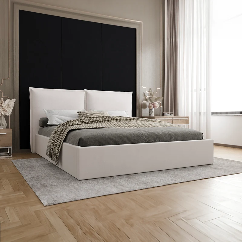 Lit coffre 160x200 sommier inclus Sandro Blanc cassé