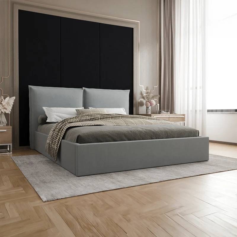 Lit coffre 160x200 sommier inclus Sandro Gris