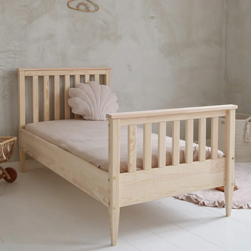 Lit 90x190 sommier inclus pieds 19 cm Joséphine Bois