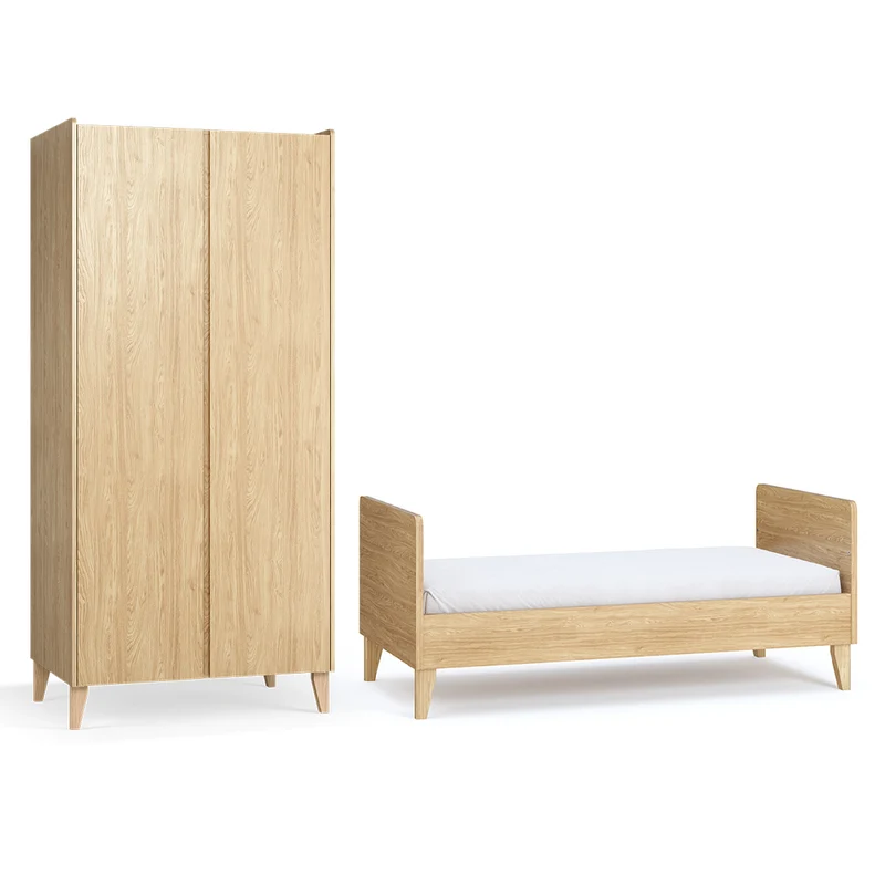 Lit évolutif 70x140 et armoire 2 portes Vox Muve Bois
