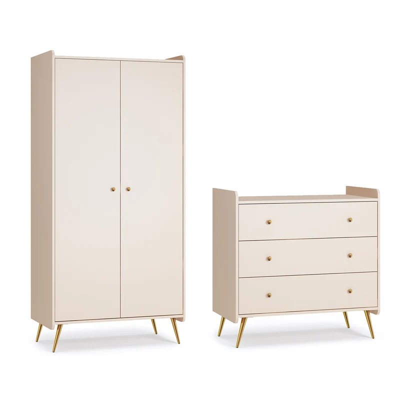 Commode 3 tiroirs et armoire 2 portes Vox Lunea Cachemire