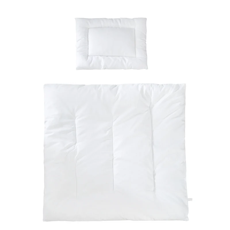 Kindersteppbett, ganzjähriges Wiegenset (Inlett), weiß, Decke 80 x 80 cm und Kissen 40 x 35 cm