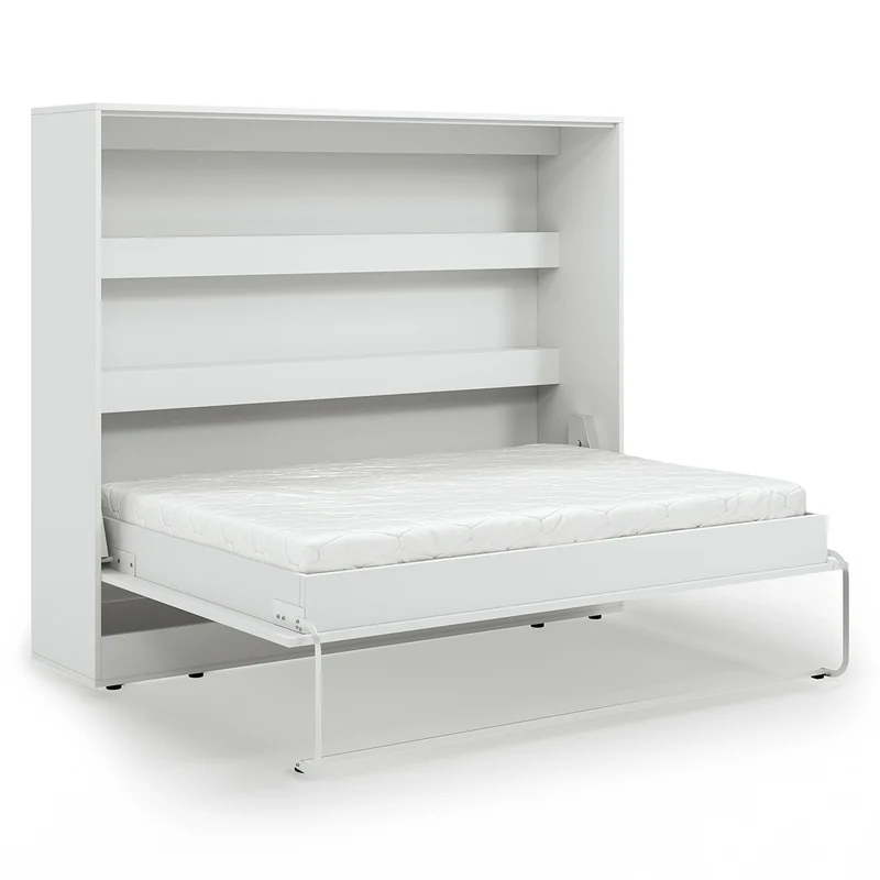 Lit escamotable 140x200 horizontal sommier inclus Devon Blanc