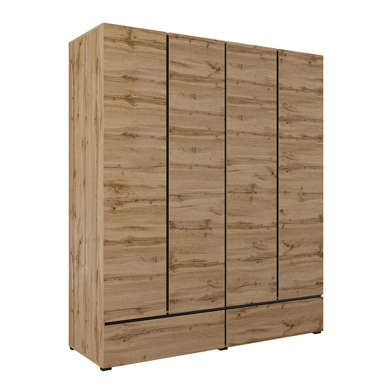 Armoire 4 portes 2 tiroirs Lilia Bois