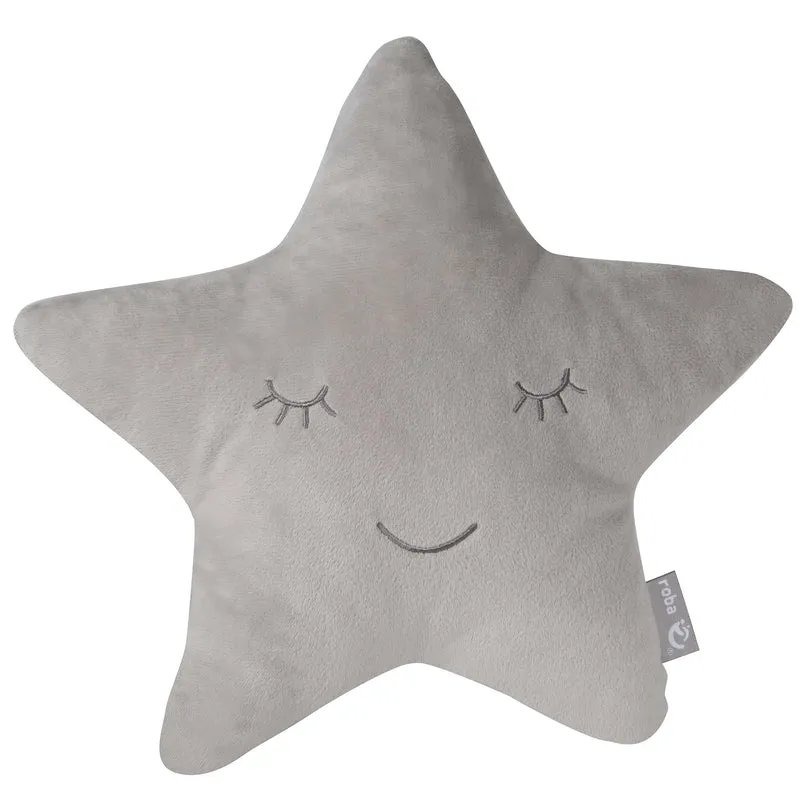 Kuschelkissen Stern 'roba Style', Silbergrau, flauschiges Dekokissen für Baby- & Kinderzimmer