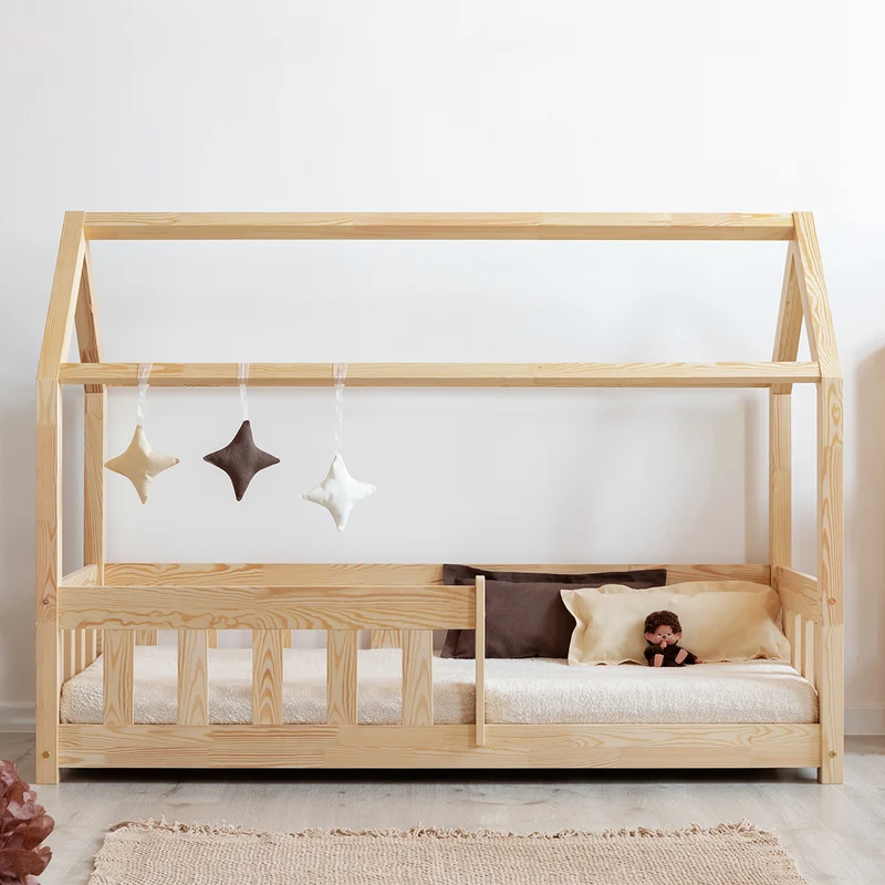 Lit cabane 70x140 sommier inclus Mila Bois