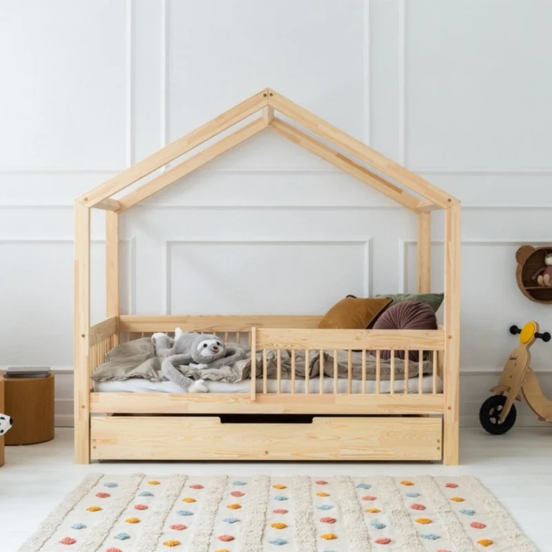 Lit cabane 90x190 sommier et tiroir inclus Maria Bois